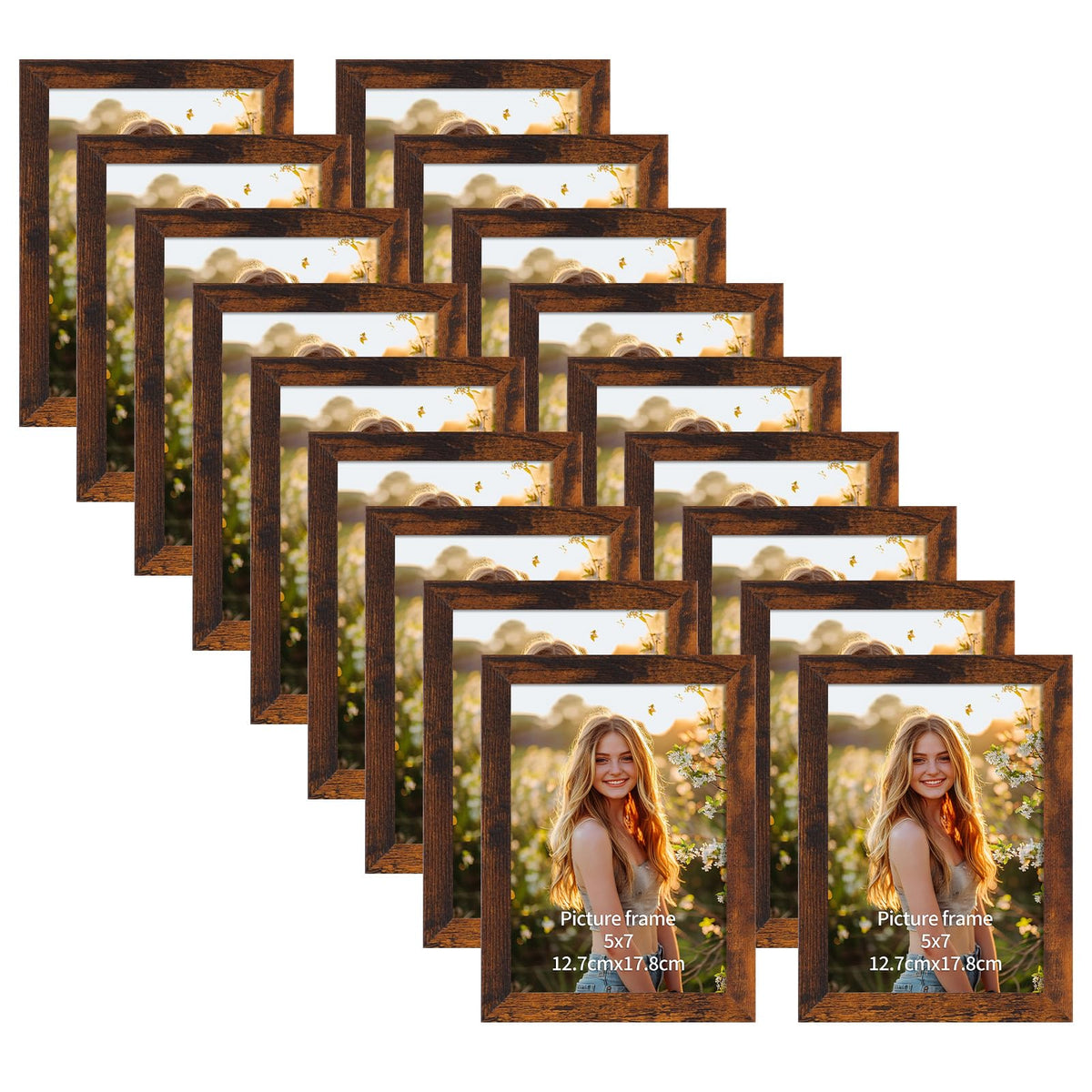 PETAFLOP Wooden 5x7 Picture Frames Distressed White, Set of 18