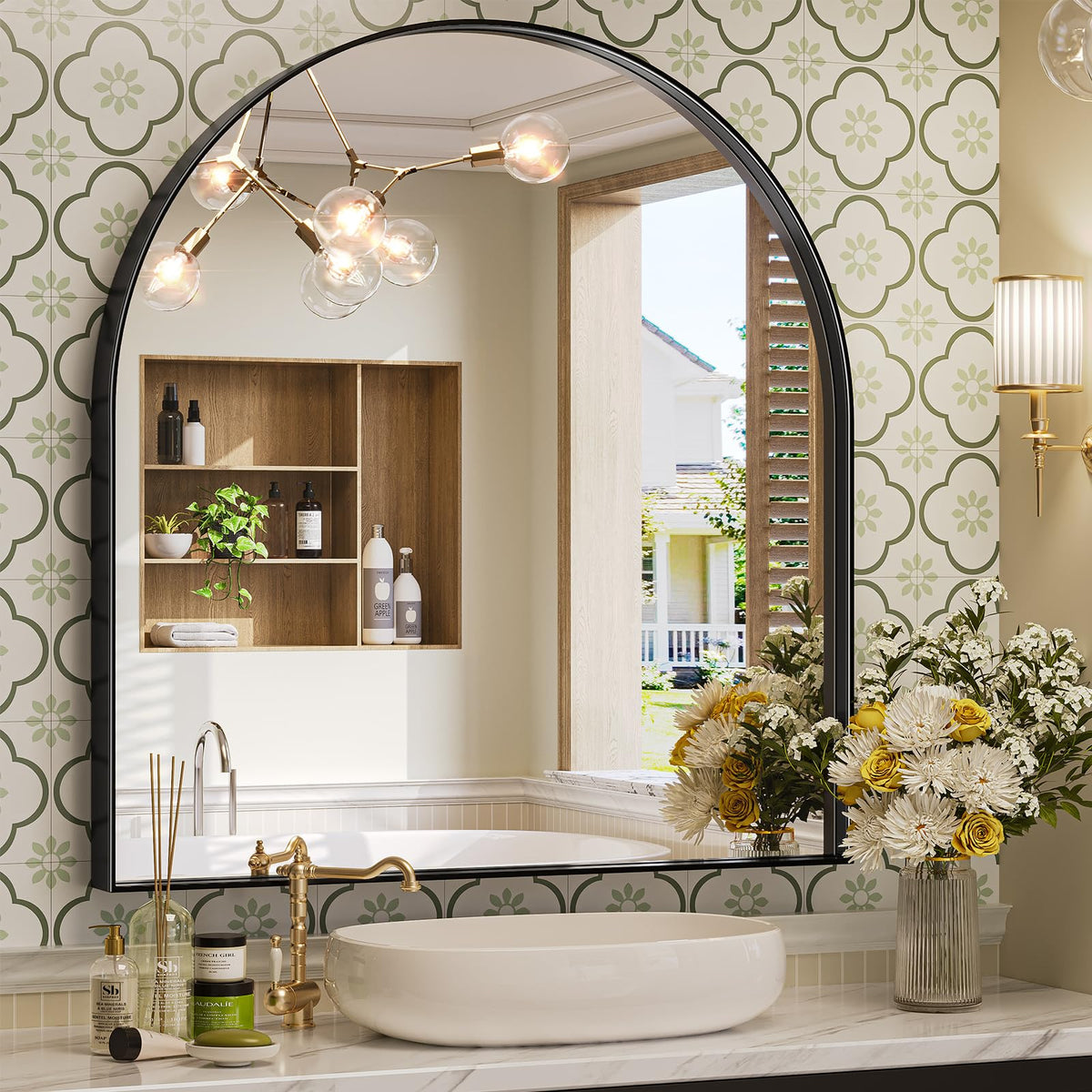 Brightify Arched Mirror, 24 x 40 Inch Black Arch Mirror