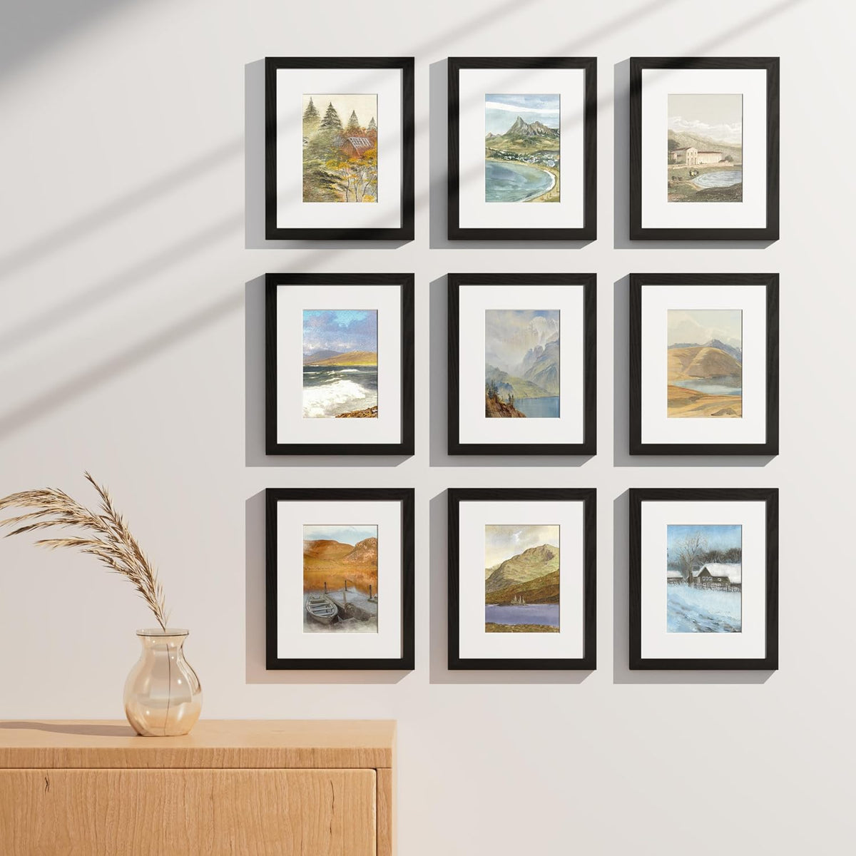 Vittanly 8x10 Picture Frames Set of 9 for Wall or Tabletop Display, Black