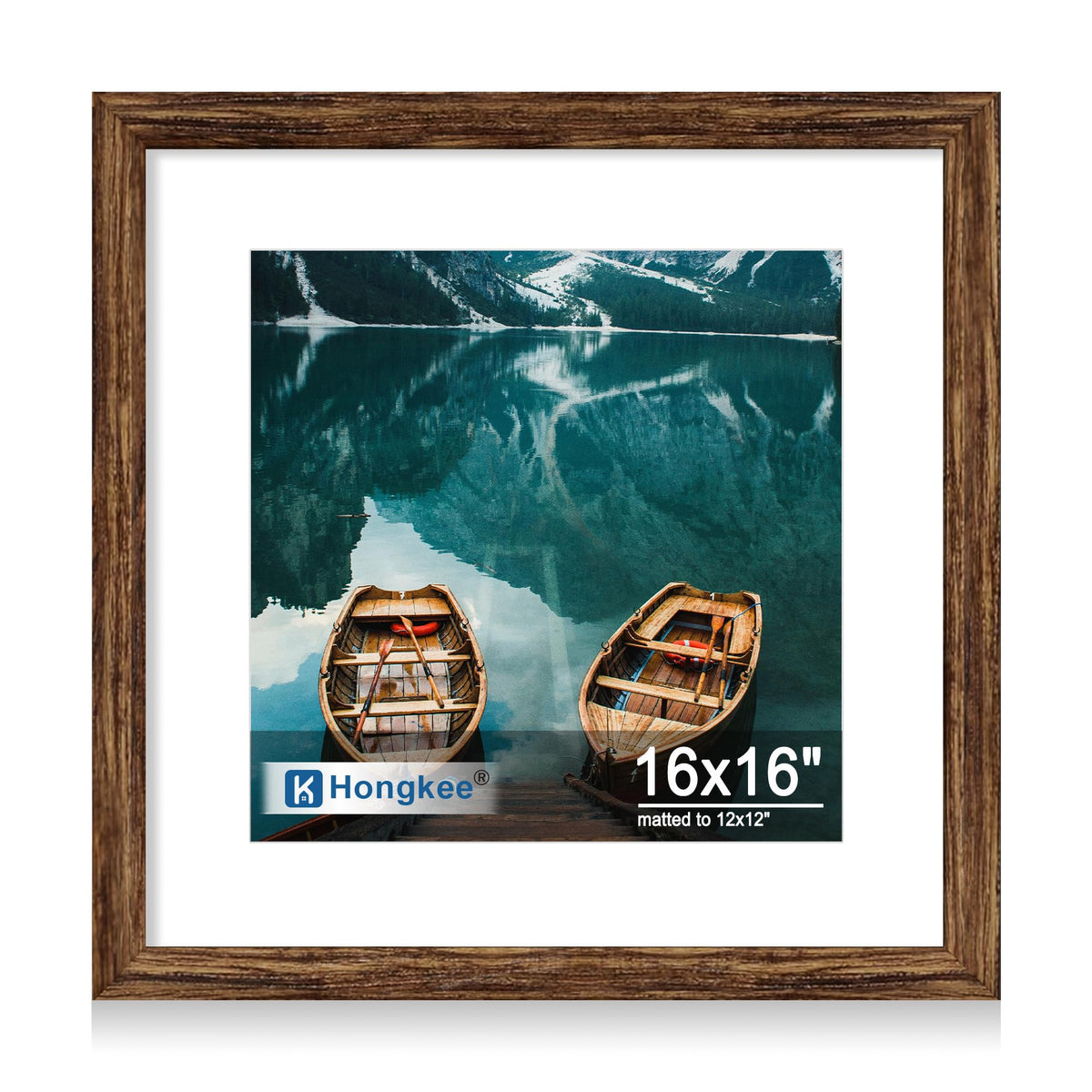 Hongkee 4x6 Picture Frame with Real Glass Wood Frame, 1 Pack (Mat 3.5x5)