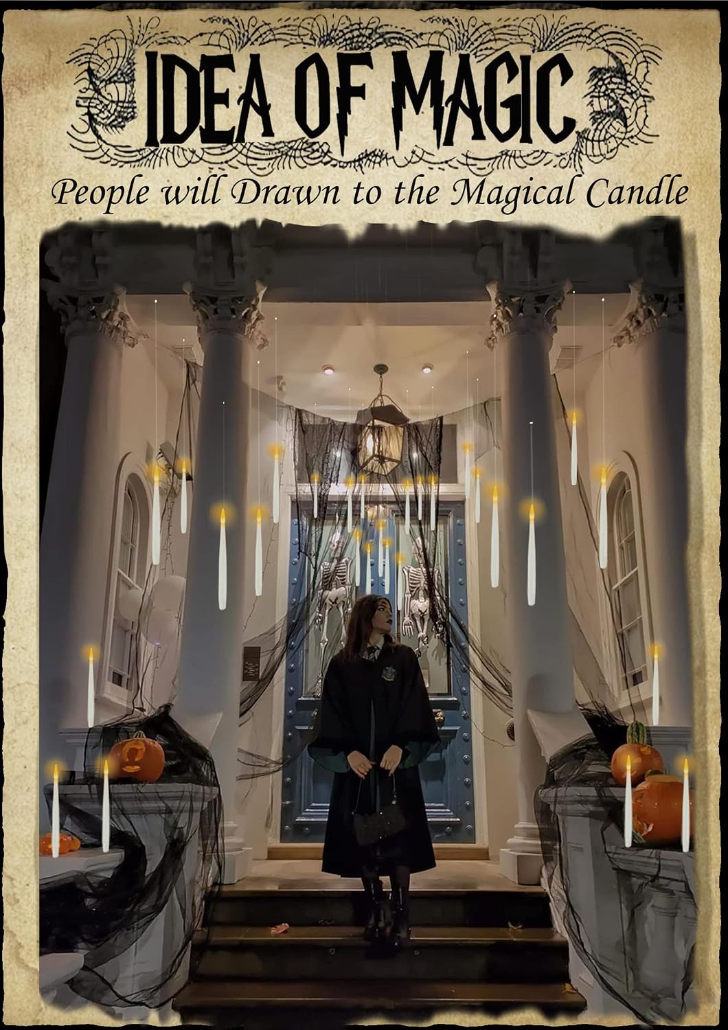 Halloween Decoration Floating Candle with Wand Magic LED Flickering-20PCs