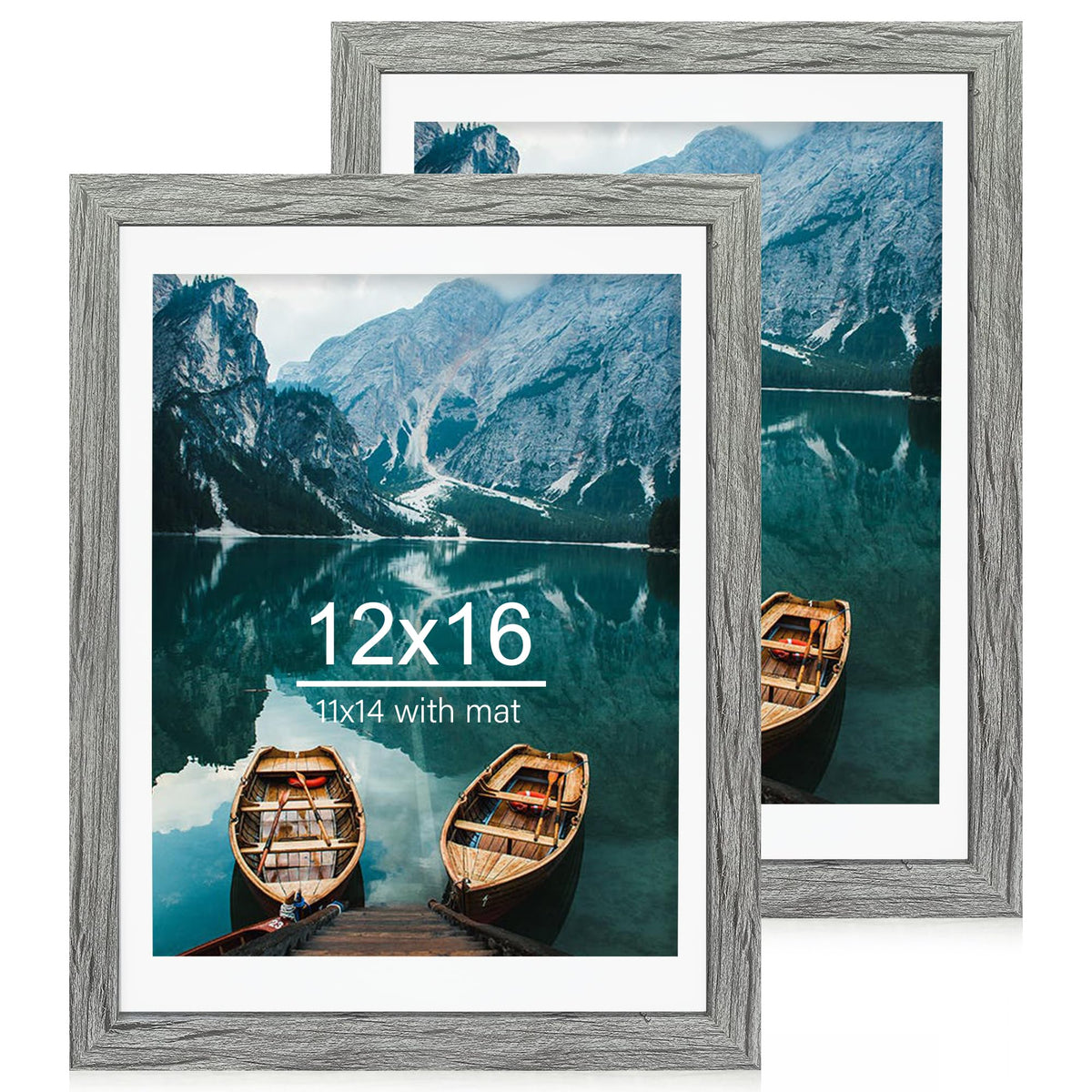 Hongkee 5x7 Picture Frame Set of 2, Made of Real Glass and Distressed White Wooden Frame - Display Pictures 4x6 with Mat or 5x7 Without Mat, 5 by 7 Photo Frame for Wall or Tabletop Display