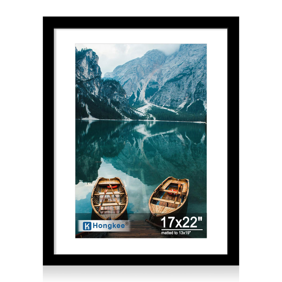 Hongkee 4x6 Picture Frame with Real Glass Wood Frame, 1 Pack (Mat 3.5x5)