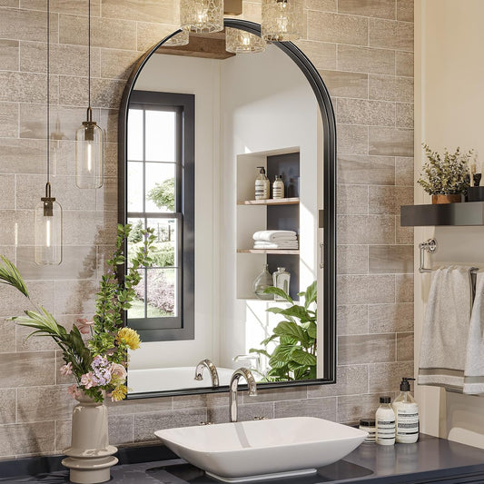 Brightify Arched Mirror, 24 x 40 Inch Black Arch Mirror