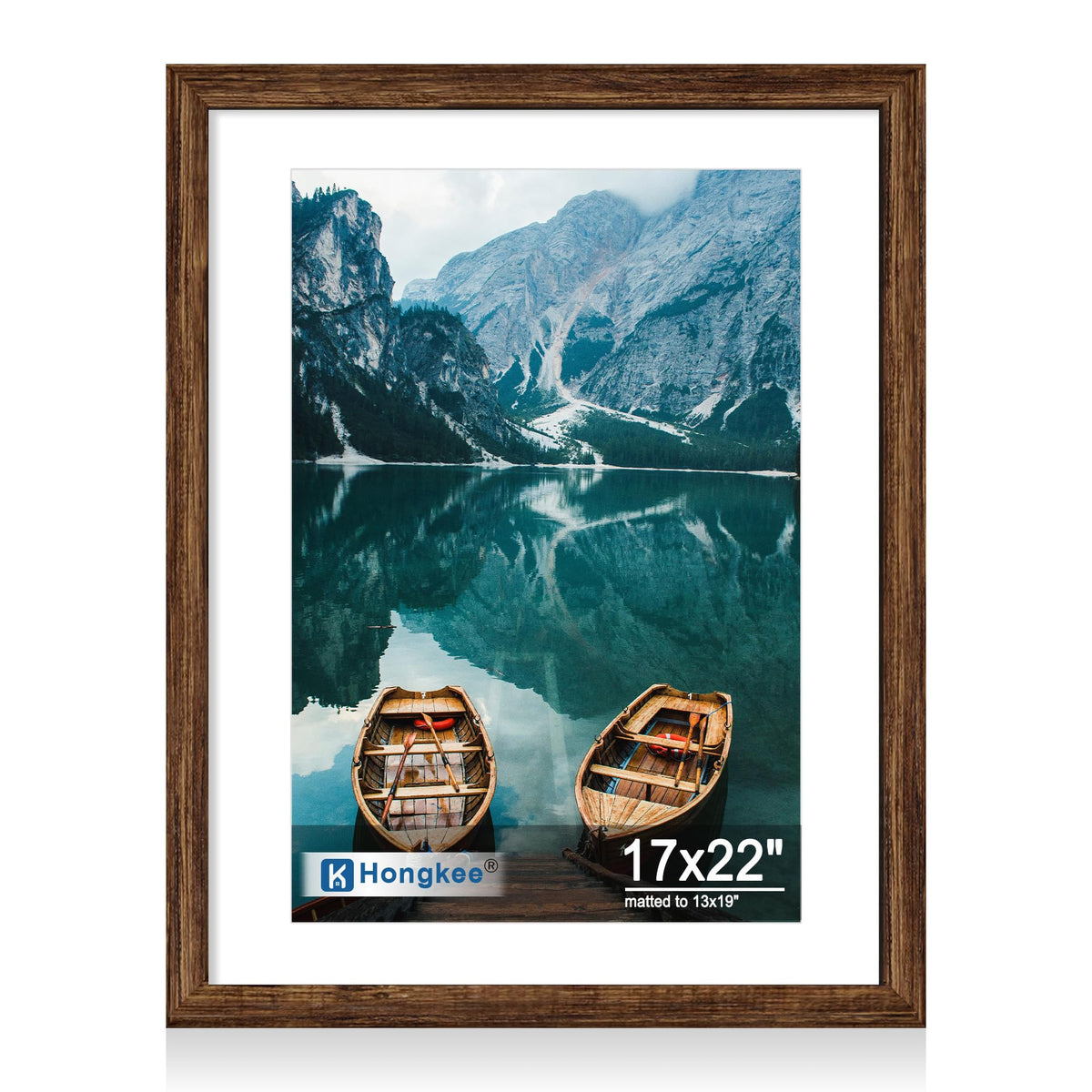 Hongkee 4x6 Picture Frame with Real Glass Wood Frame, 1 Pack (Mat 3.5x5)
