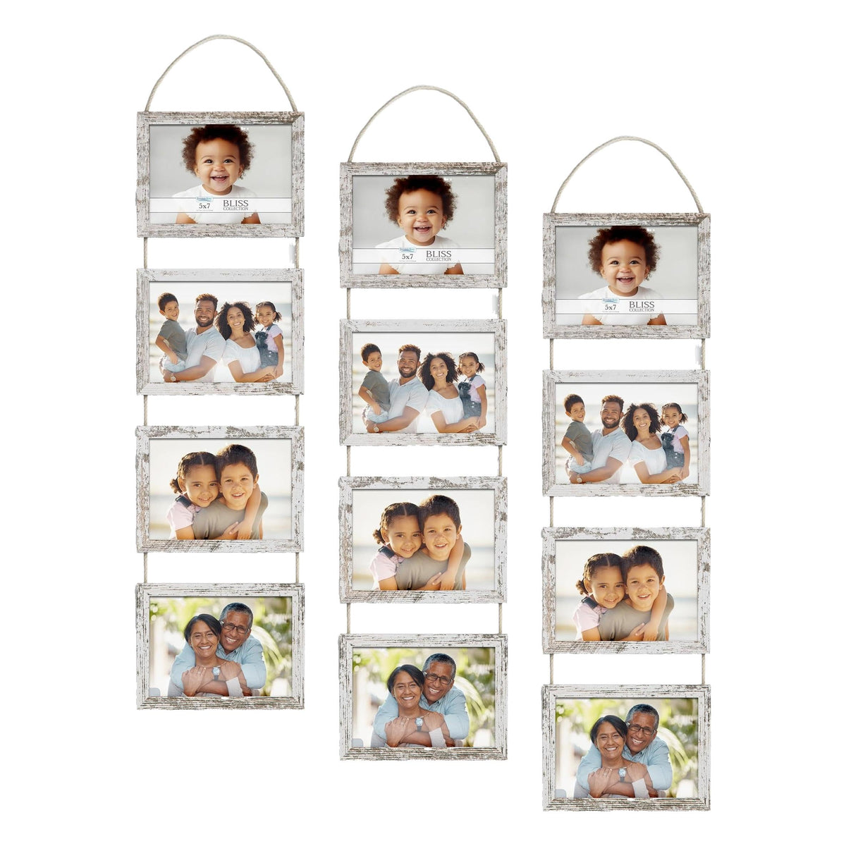 4x6 Wall Hanging Picture Frame 4 Opening Collage, Rustic Brown, Bliss
