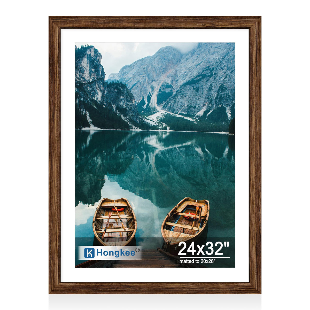 Hongkee 4x6 Picture Frame with Real Glass Wood Frame, 1 Pack (Mat 3.5x5)