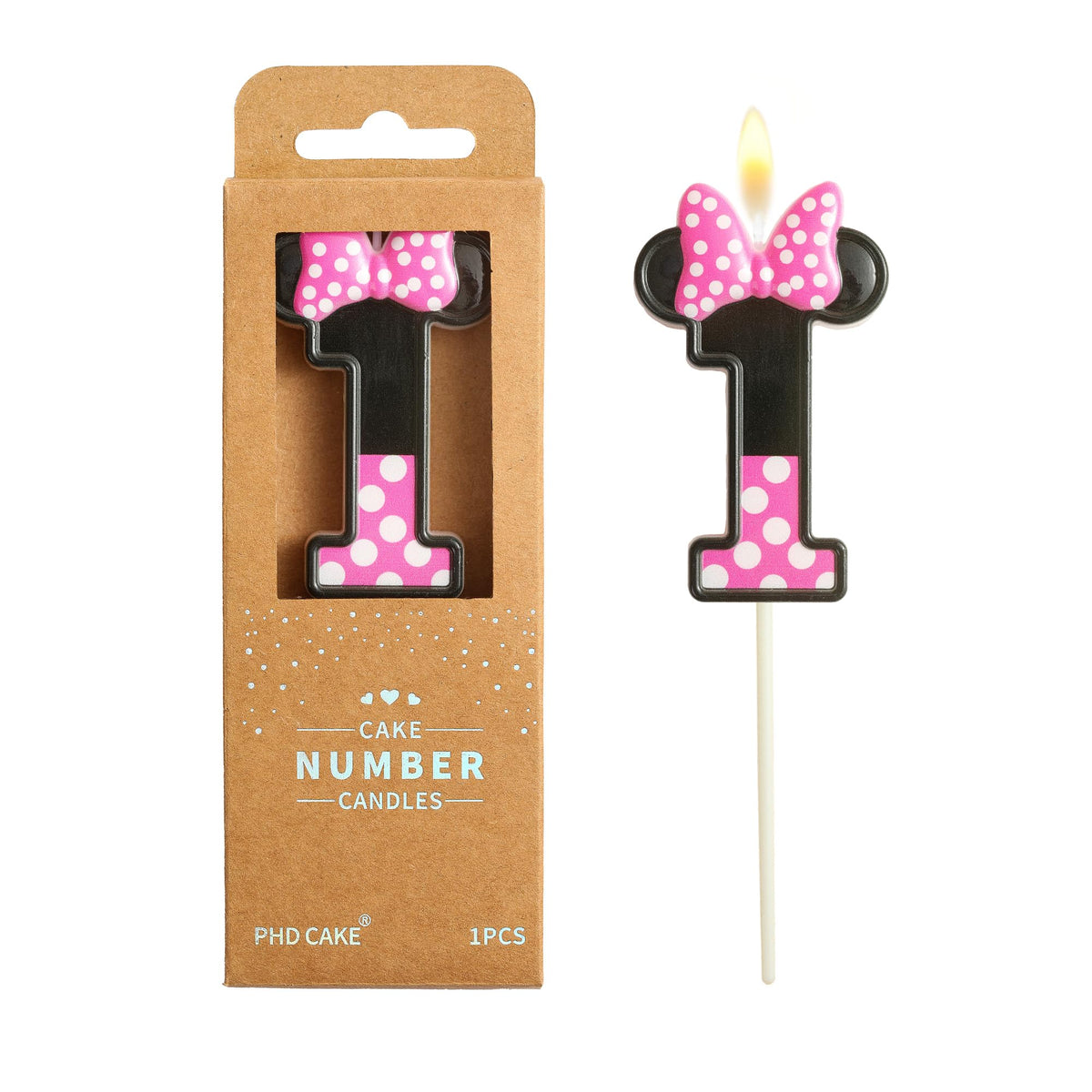 PHD CAKE 2.76 Inch Cartoon Pink and Black Mouse 2 Number Birthday Candles, Anime Cartoon Number Candles, Cake Number Candles, Party Celebration, Style Candle