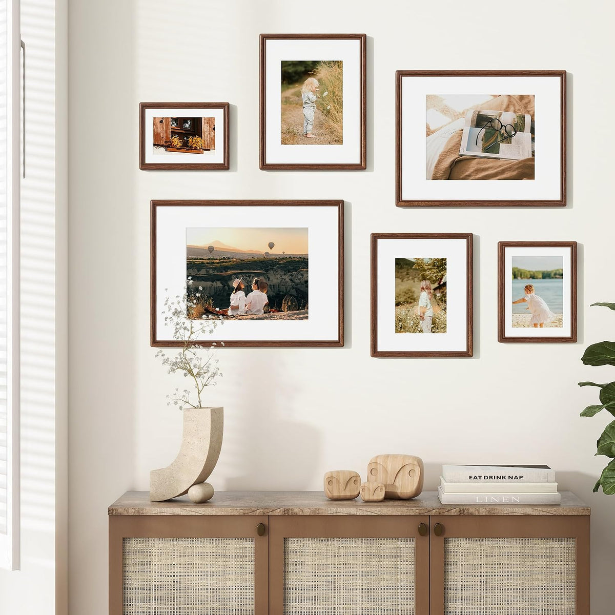 11X14 Picture Frame, Natural Solid Walnut Wood Picture Frame with High Tempered Glass, Handcrafted Rounded Corner 11 by 14 Wooden Frame Matted to 8x10 Photo for Horizontal or Vertical Wall Mounting