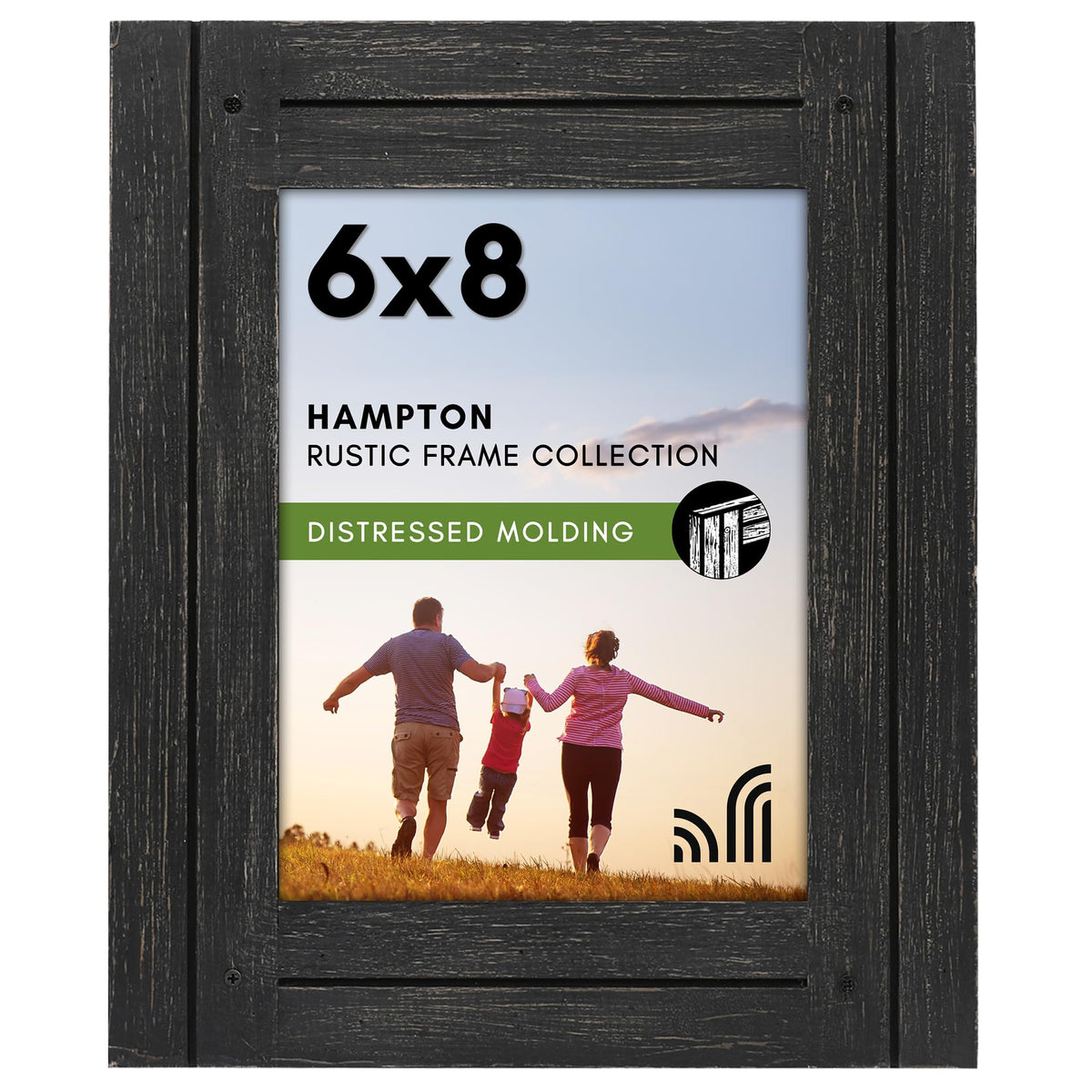 Americanflat 5x7 Picture Frame - Distressed Wood - Charcoal Black