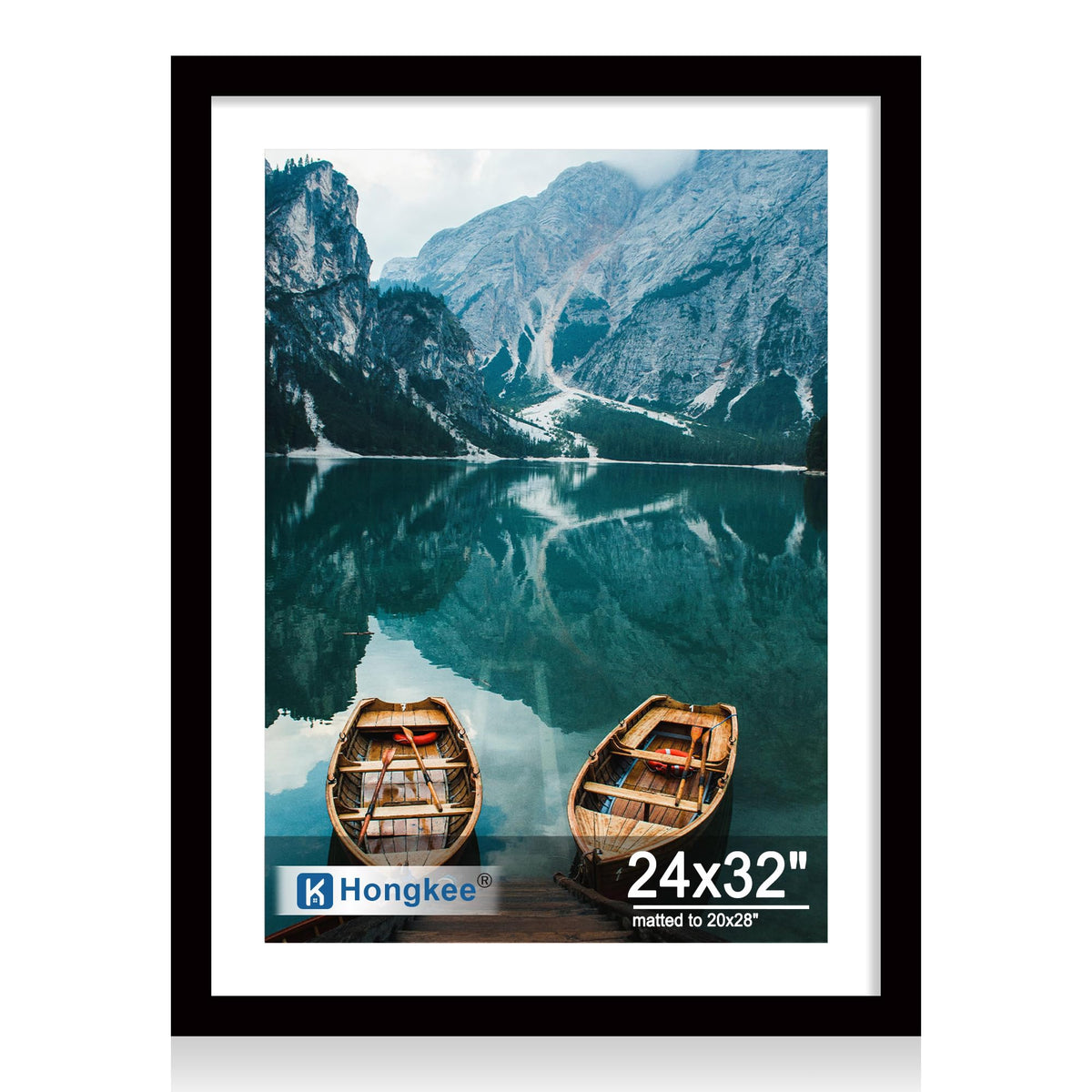 Hongkee 4x6 Picture Frame with Real Glass Wood Frame, 1 Pack (Mat 3.5x5)