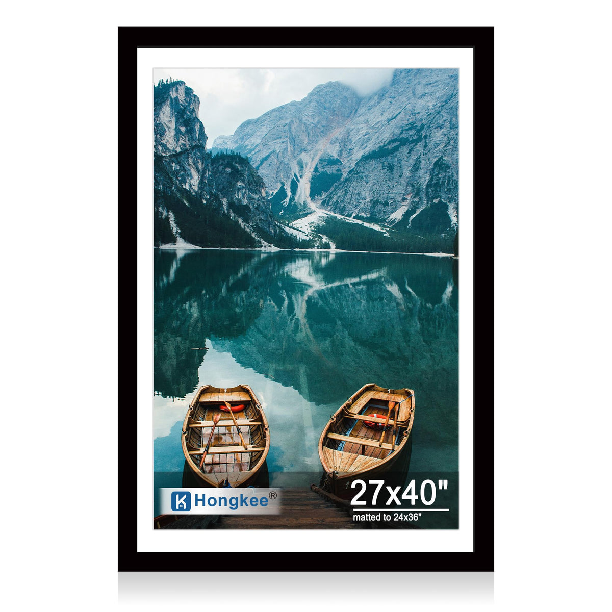 Hongkee 4x6 Picture Frame with Real Glass Wood Frame, 1 Pack (Mat 3.5x5)