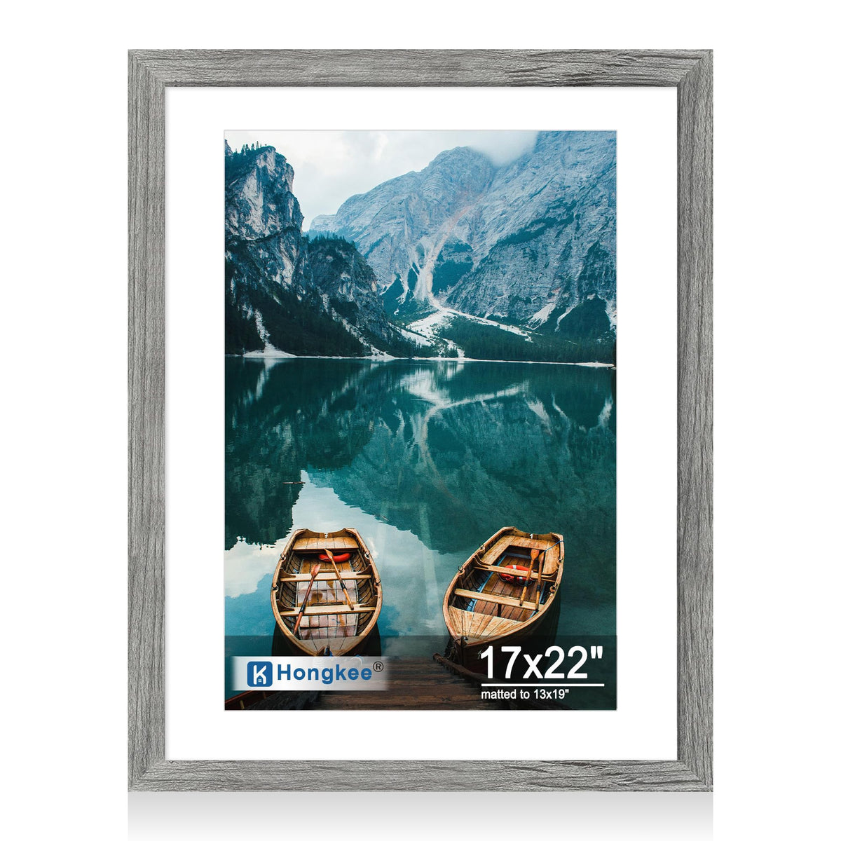 Hongkee 4x6 Picture Frame with Real Glass Wood Frame, 1 Pack (Mat 3.5x5)