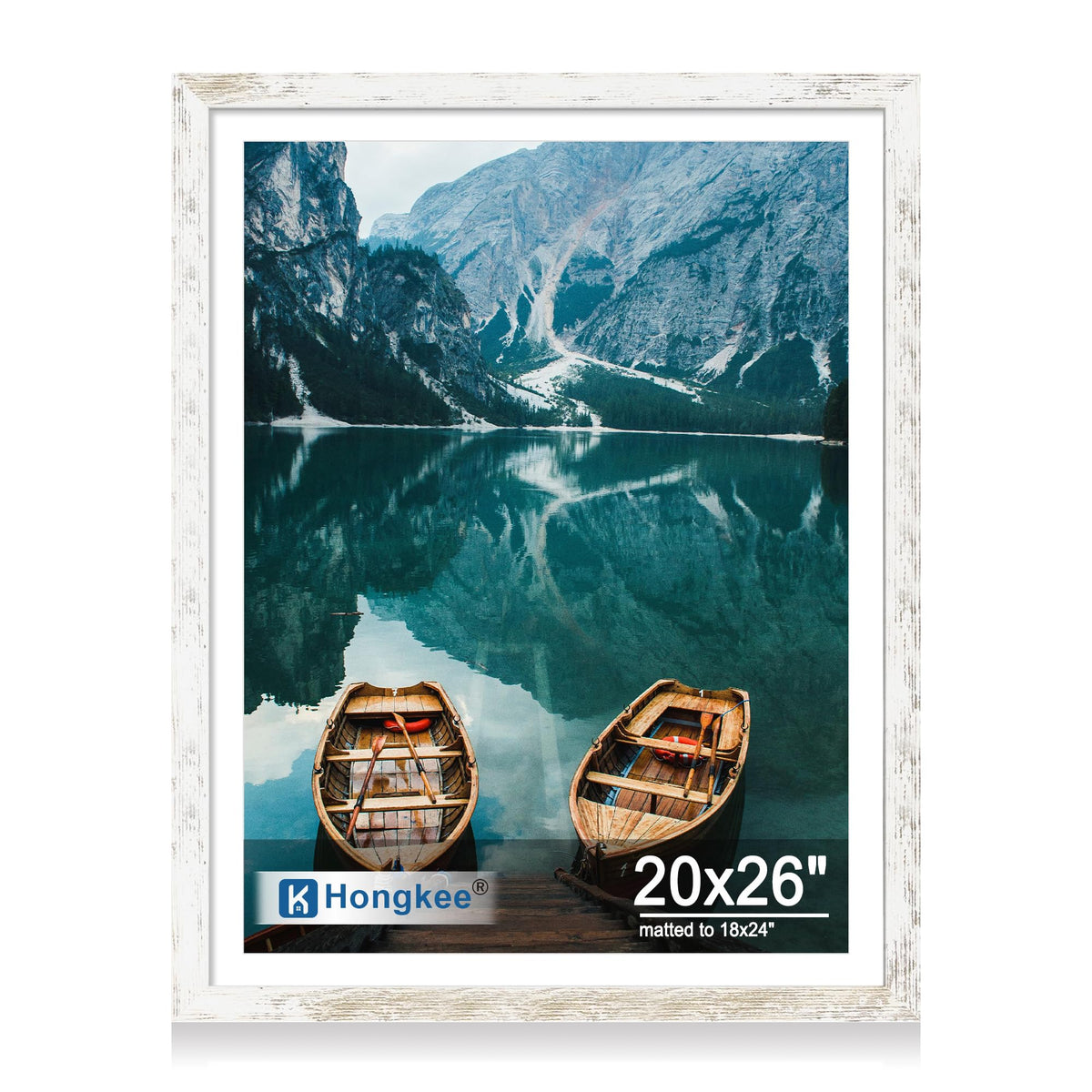 Hongkee 4x6 Picture Frame with Real Glass Wood Frame, 1 Pack (Mat 3.5x5)