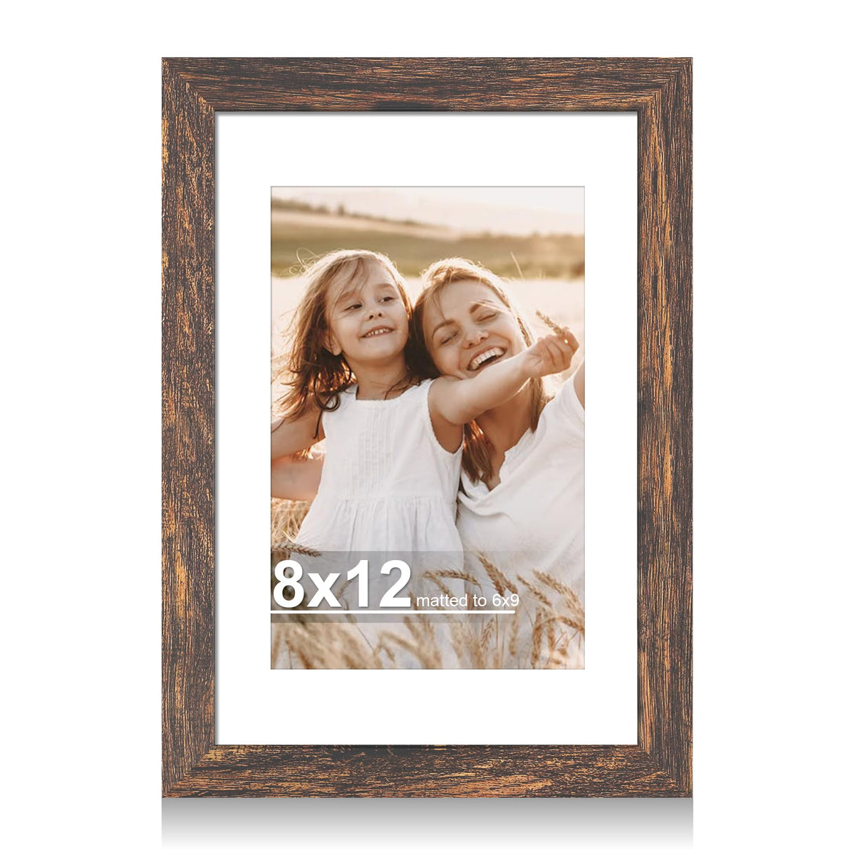 Hongkee 4x6 Picture Frame with Real Glass Wood Frame, 1 Pack (Mat 3.5x5)
