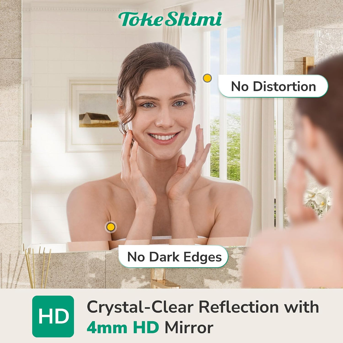 TokeShimi Bathroom Vanity Mirror Frameless with 1" Beveled Edge 24x36 in