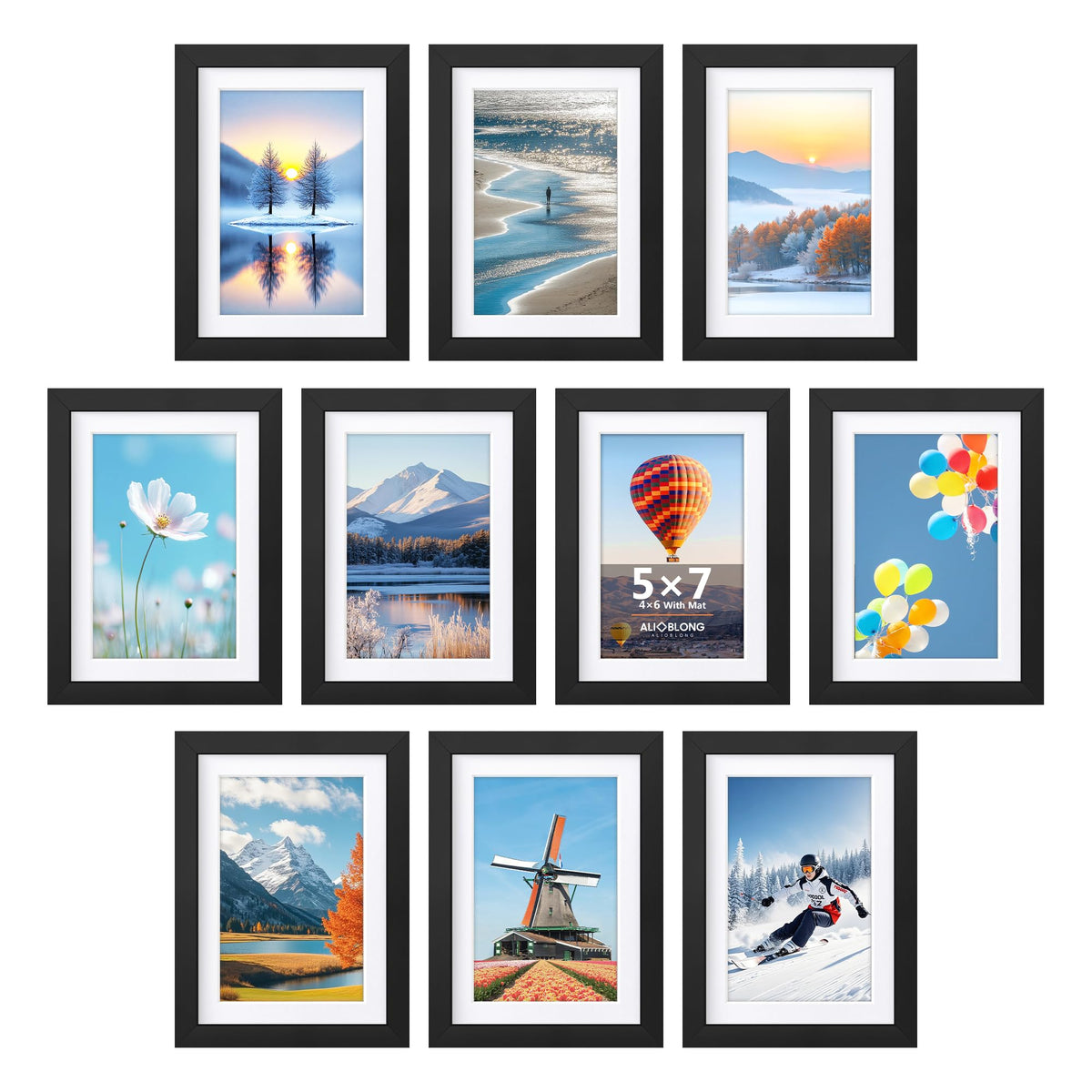 4x6 Picture Frame Wall Tabletop Black Engineered Wood 10 Pack