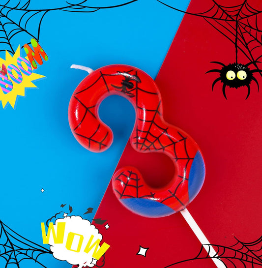 PHD CAKE 2.76 Inch Number 3 Spider Birthday Candles, Spider Cartoon Themed Number Candles, Cake Number Candles, Party Celebration