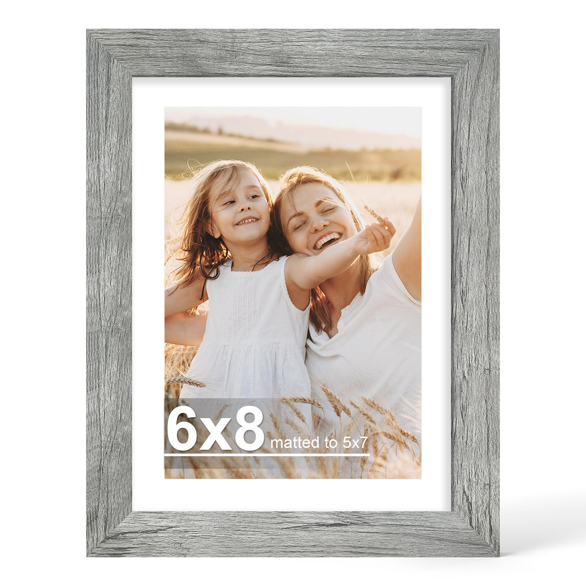 Hongkee 4x6 Picture Frame with Real Glass Wood Frame, 1 Pack (Mat 3.5x5)