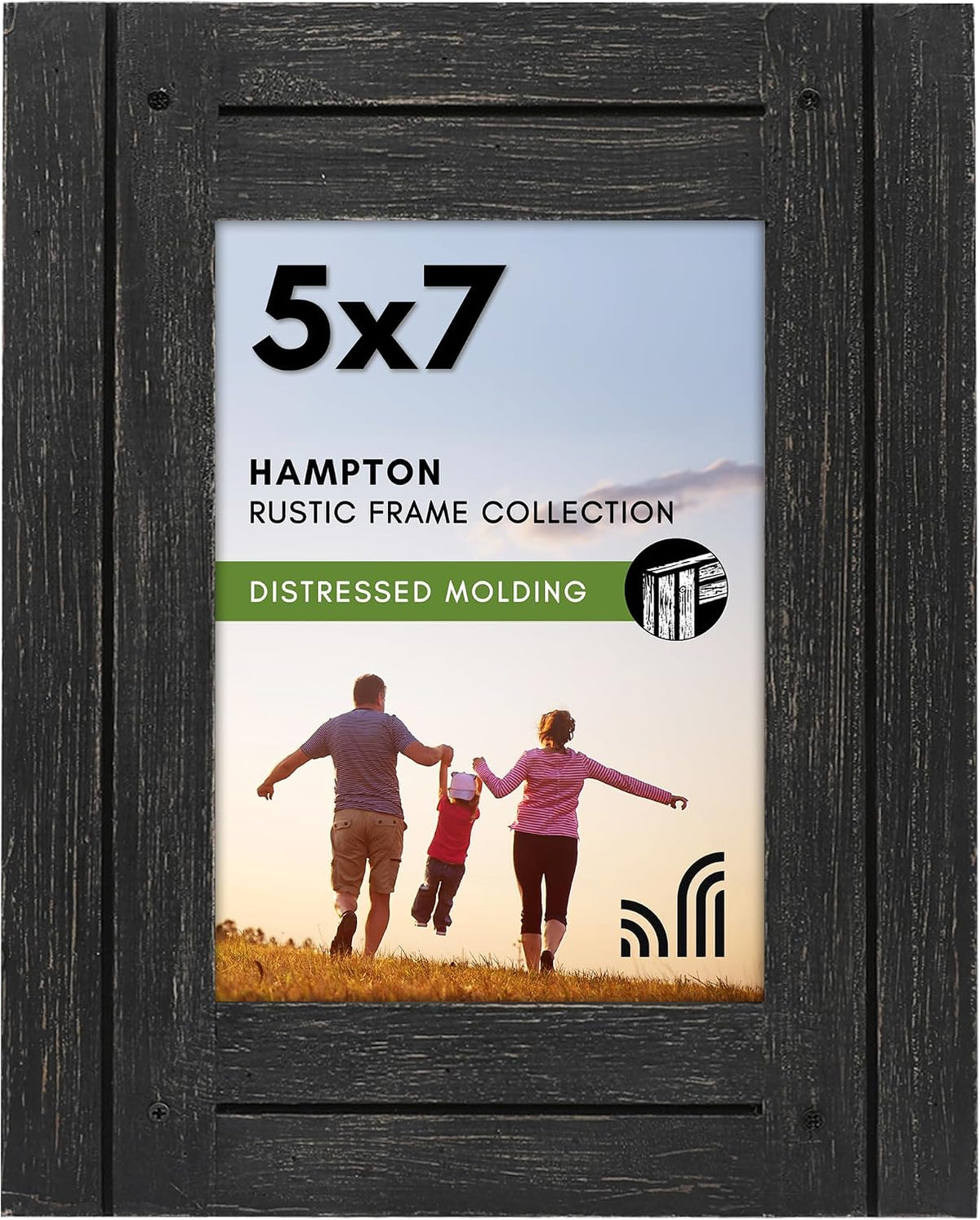 Americanflat 5x7 Picture Frame - Distressed Wood - Charcoal Black