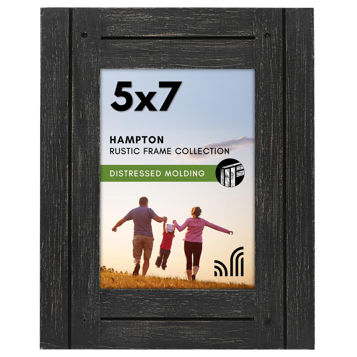 Americanflat 5x7 Picture Frame - Distressed Wood - Charcoal Black