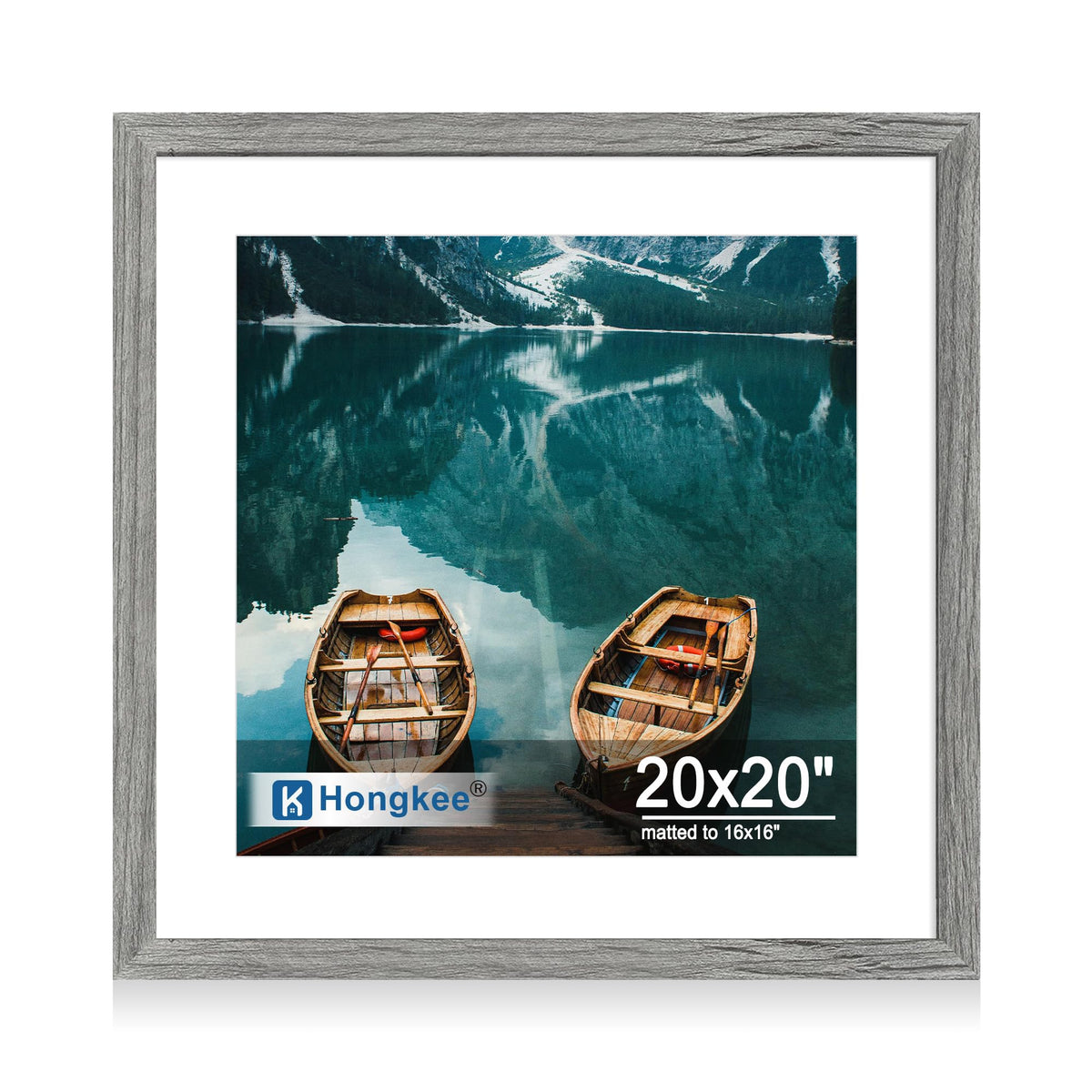 Hongkee 4x6 Picture Frame with Real Glass Wood Frame, 1 Pack (Mat 3.5x5)