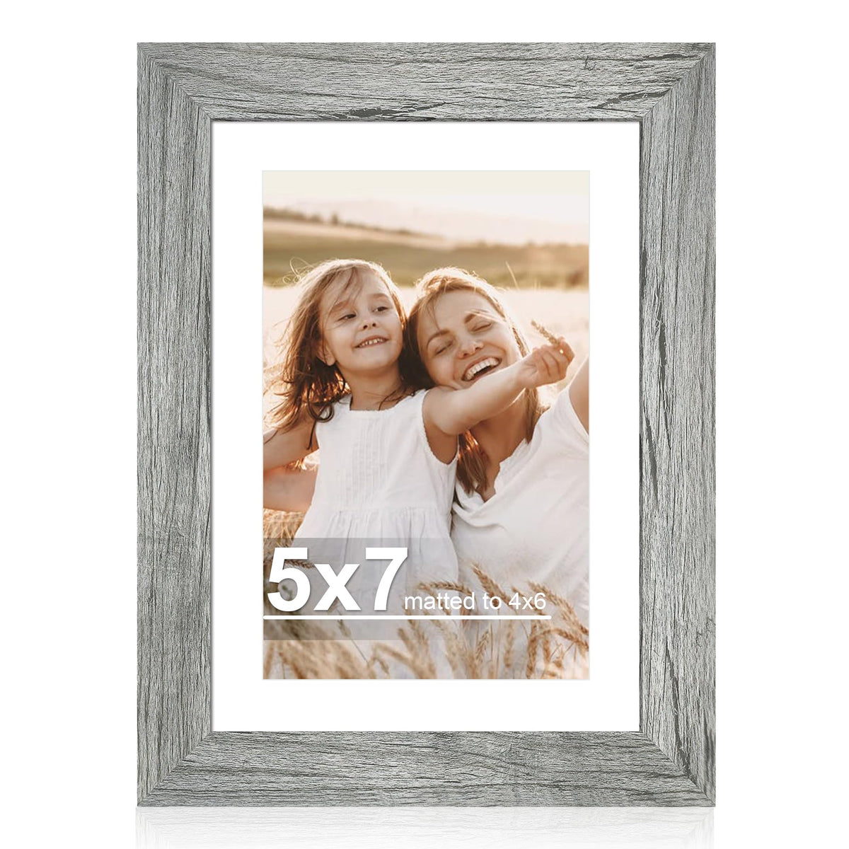 Hongkee 4x6 Picture Frame with Real Glass Wood Frame, 1 Pack (Mat 3.5x5)