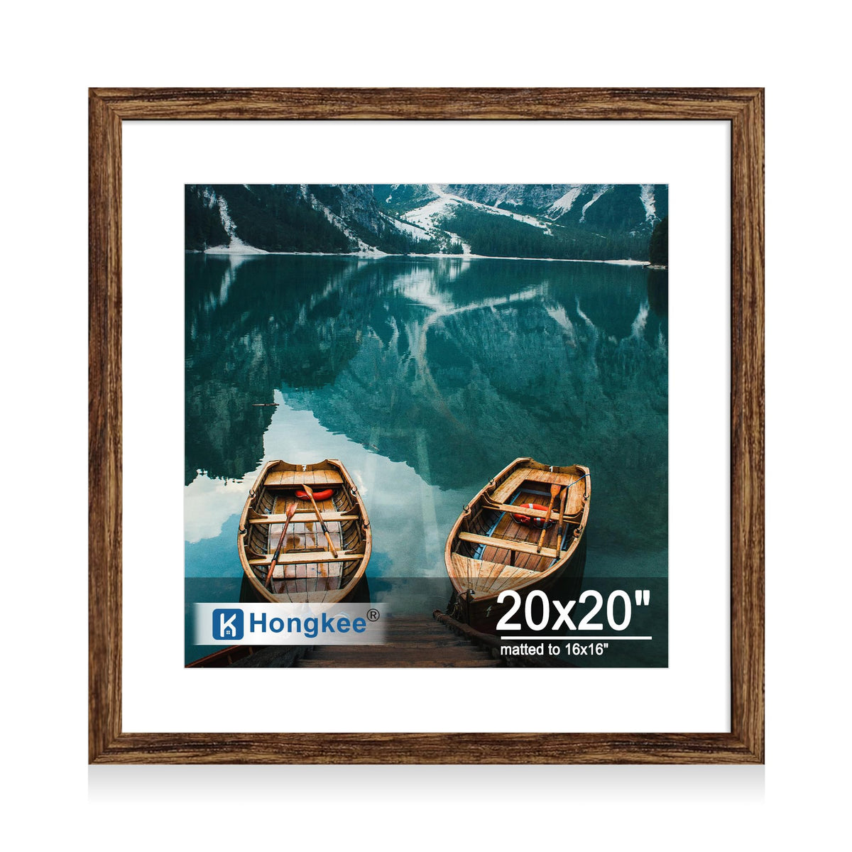 Hongkee 4x6 Picture Frame with Real Glass Wood Frame, 1 Pack (Mat 3.5x5)