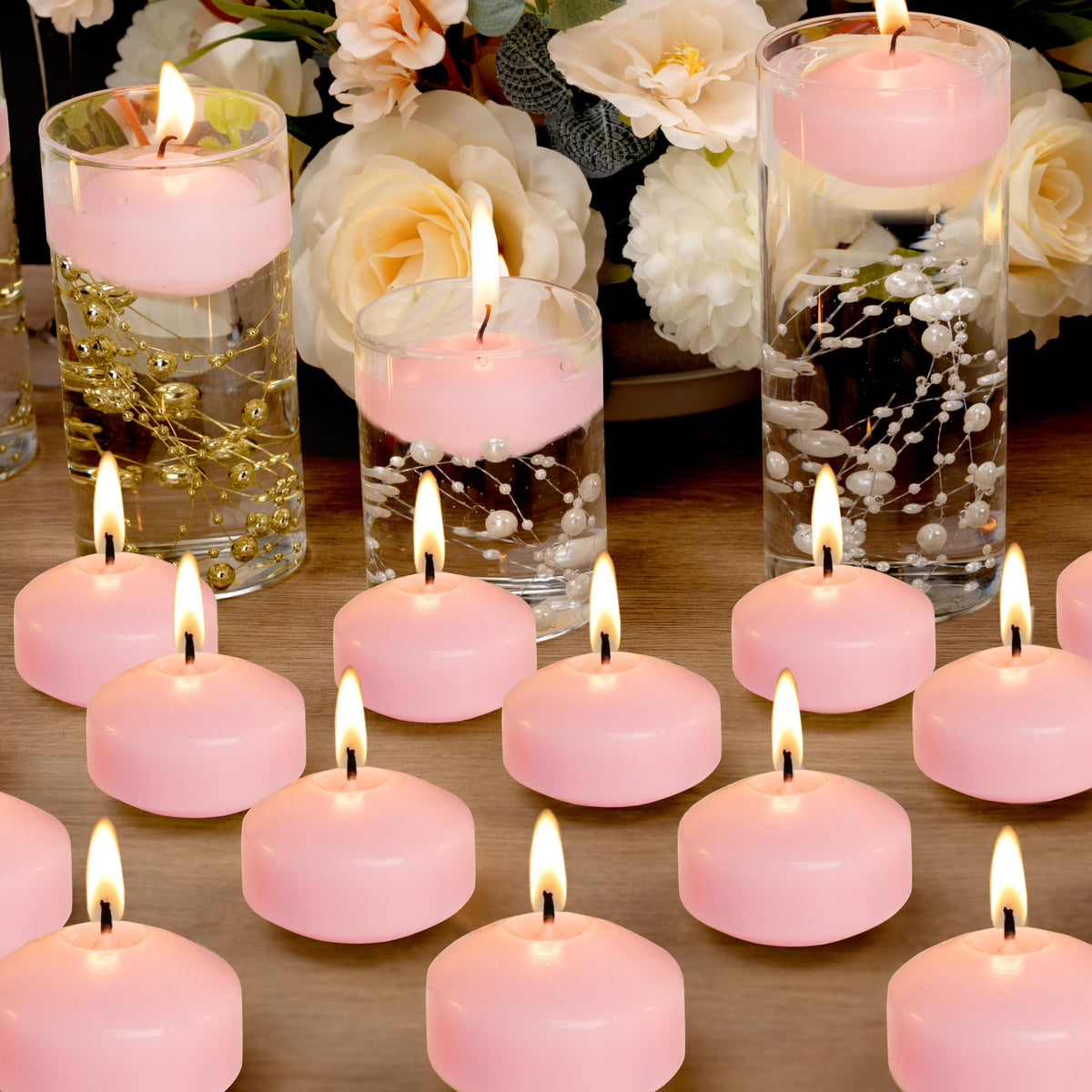 Floating Candles 2-Inch - 12 Pack White Unscented Floating Candles Smokeless Slow Burning Water Candle Set for Centerpieces Wedding Party Gifts Home Decor