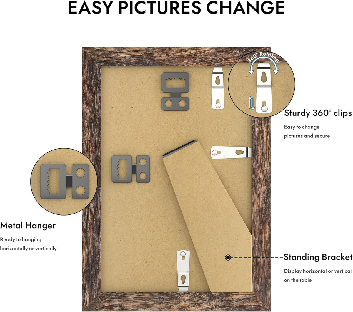 Hongkee 4x6 Picture Frame with Real Glass Wood Frame, 1 Pack (Mat 3.5x5)