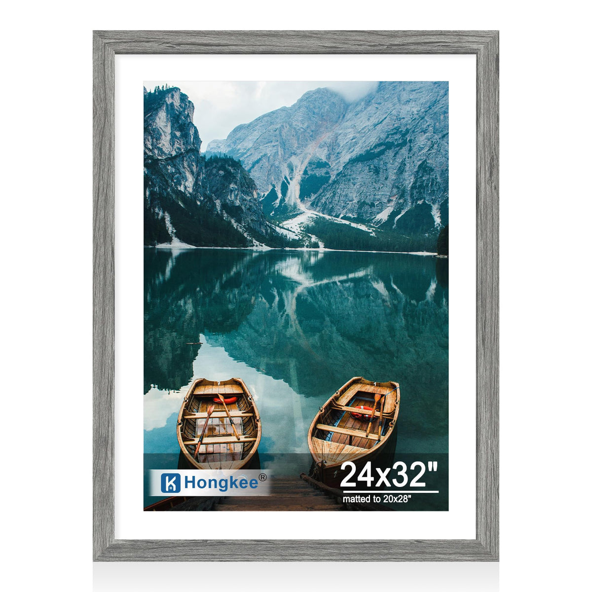 Hongkee 4x6 Picture Frame with Real Glass Wood Frame, 1 Pack (Mat 3.5x5)