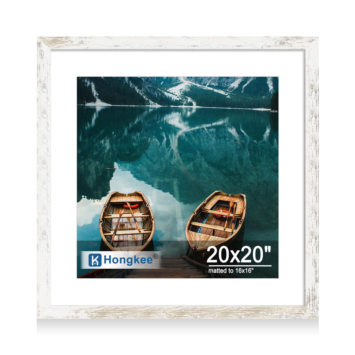 Hongkee 4x6 Picture Frame with Real Glass Wood Frame, 1 Pack (Mat 3.5x5)