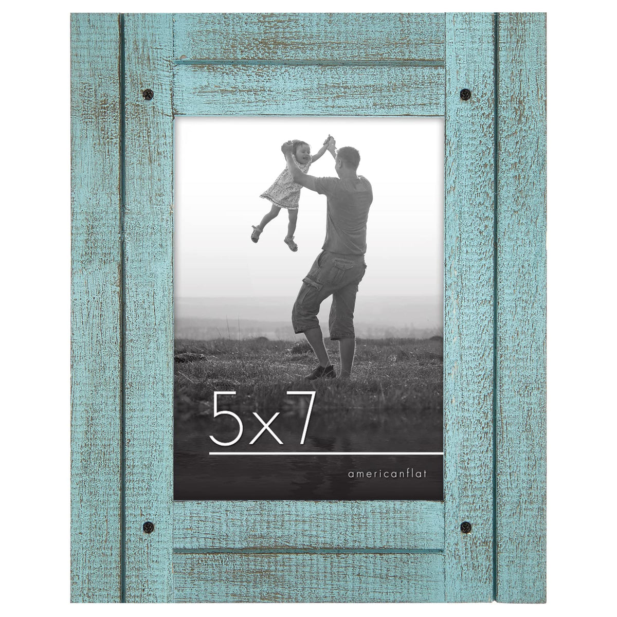 Americanflat 5x7 Picture Frame - Distressed Wood - Charcoal Black