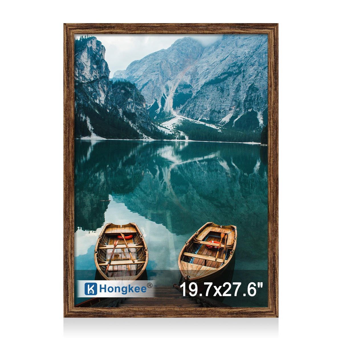Hongkee 4x6 Picture Frame with Real Glass Wood Frame, 1 Pack (Mat 3.5x5)