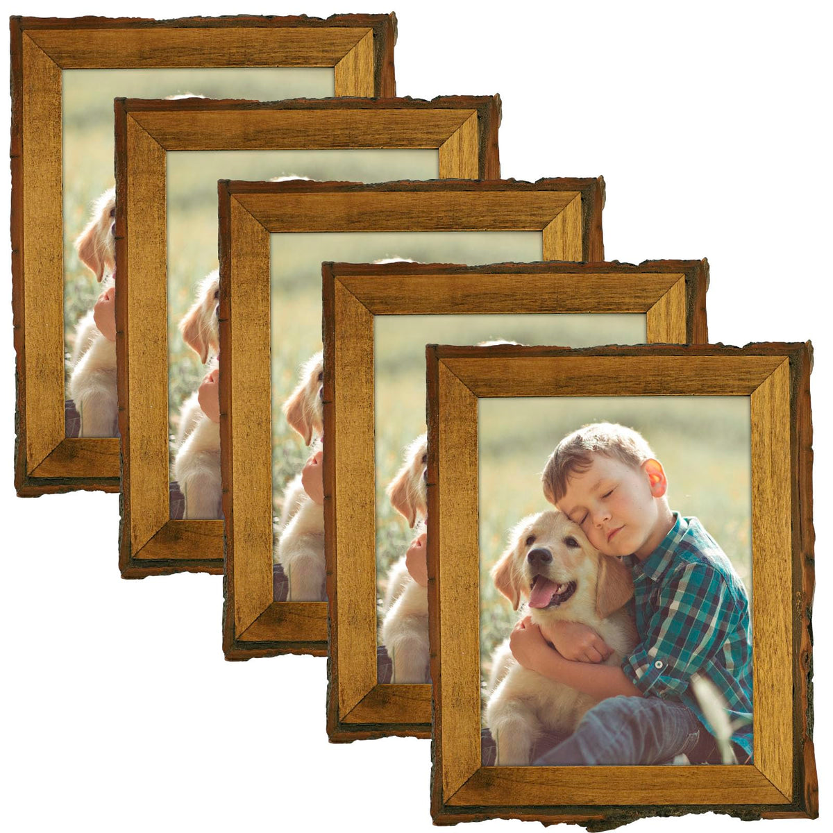 Golden State Art 8.5x11 Picture Frame Rustic Brown,Wood&Bark Edges&Glass