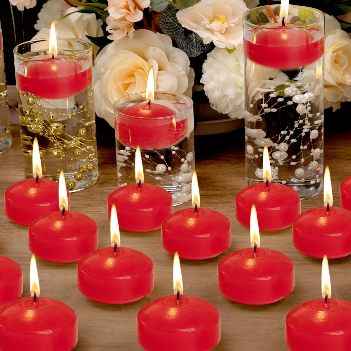 Floating Candles 2-Inch - 12 Pack White Unscented Floating Candles Smokeless Slow Burning Water Candle Set for Centerpieces Wedding Party Gifts Home Decor