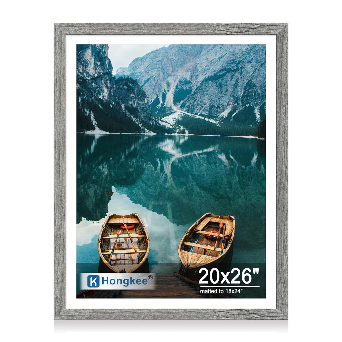 Hongkee 4x6 Picture Frame with Real Glass Wood Frame, 1 Pack (Mat 3.5x5)