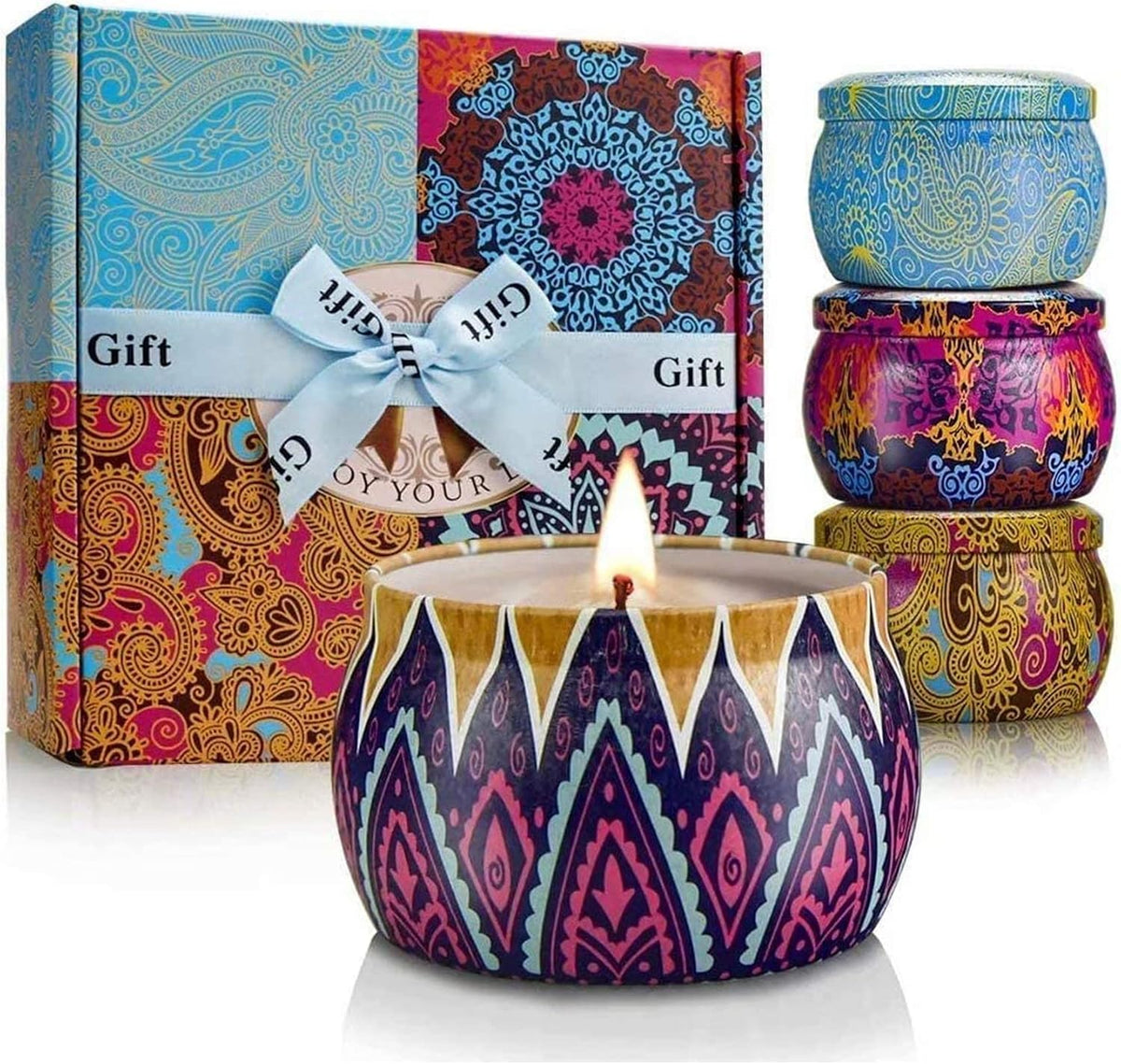 Scented Candles Gift Set for Women, 4 Pack Soy Wax Candles for Home Scented