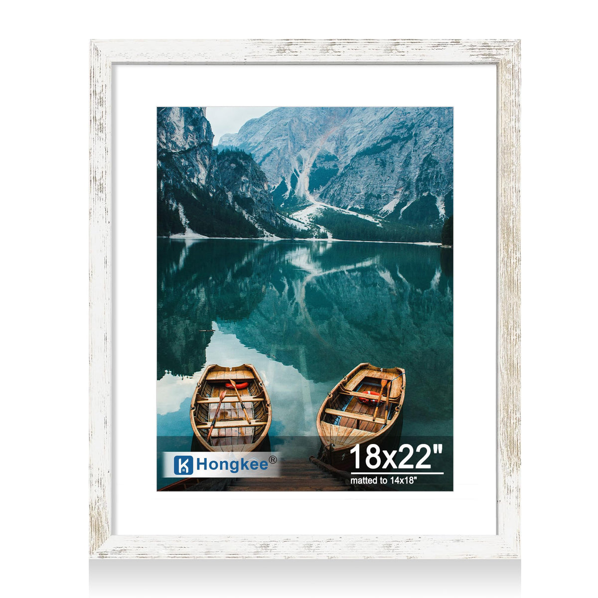 Hongkee 4x6 Picture Frame with Real Glass Wood Frame, 1 Pack (Mat 3.5x5)