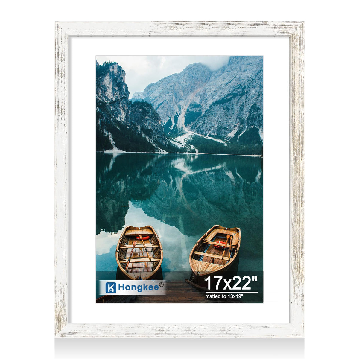 Hongkee 4x6 Picture Frame with Real Glass Wood Frame, 1 Pack (Mat 3.5x5)