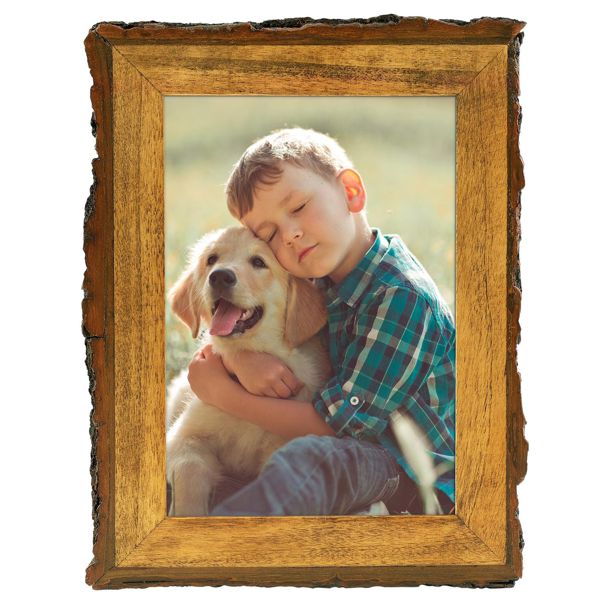 Golden State Art 8.5x11 Picture Frame Rustic Brown,Wood&Bark Edges&Glass