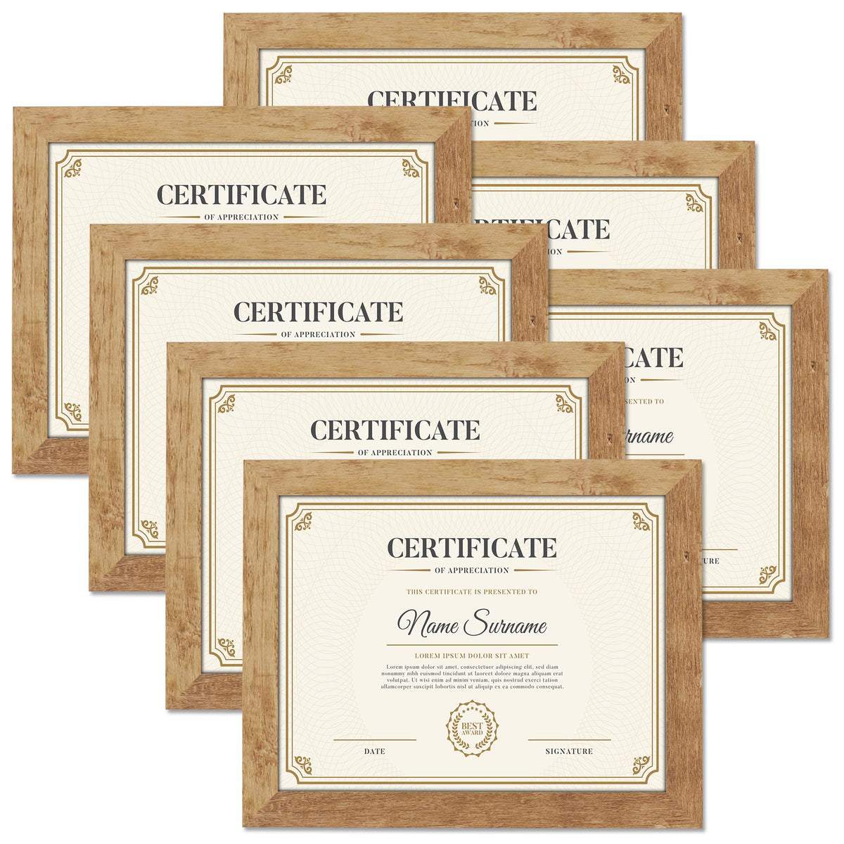 PETAFLOP 5x7 Picture Frame Set of 7, Distressd Rustic Frames Display 5 by 7 Inch Photo for Wall or Tabletop