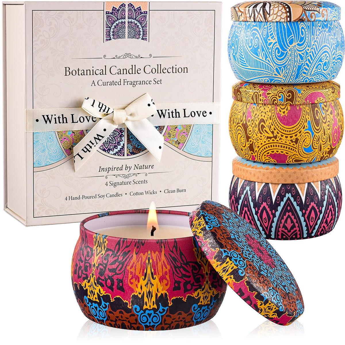 Scented Candles Gift Set for Women, 4 Pack Soy Wax Candles for Home Scented