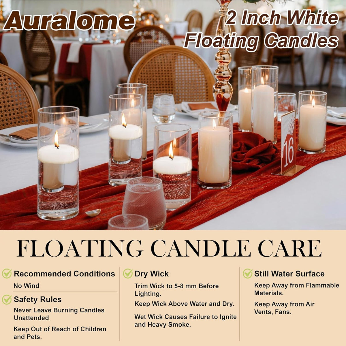 Floating Candles 2-Inch - 12 Pack White Unscented Floating Candles Smokeless Slow Burning Water Candle Set for Centerpieces Wedding Party Gifts Home Decor