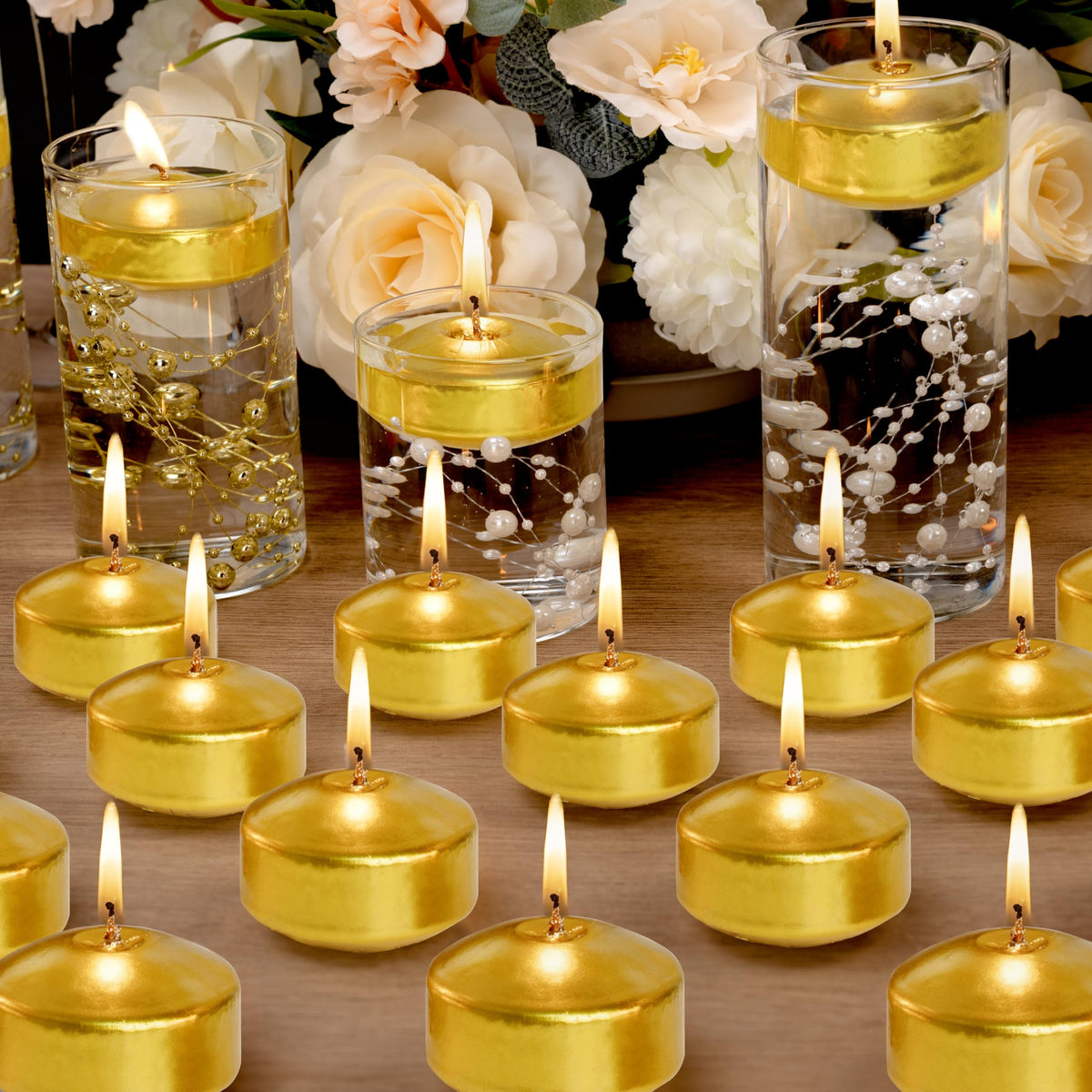 Floating Candles 2-Inch - 12 Pack White Unscented Floating Candles Smokeless Slow Burning Water Candle Set for Centerpieces Wedding Party Gifts Home Decor